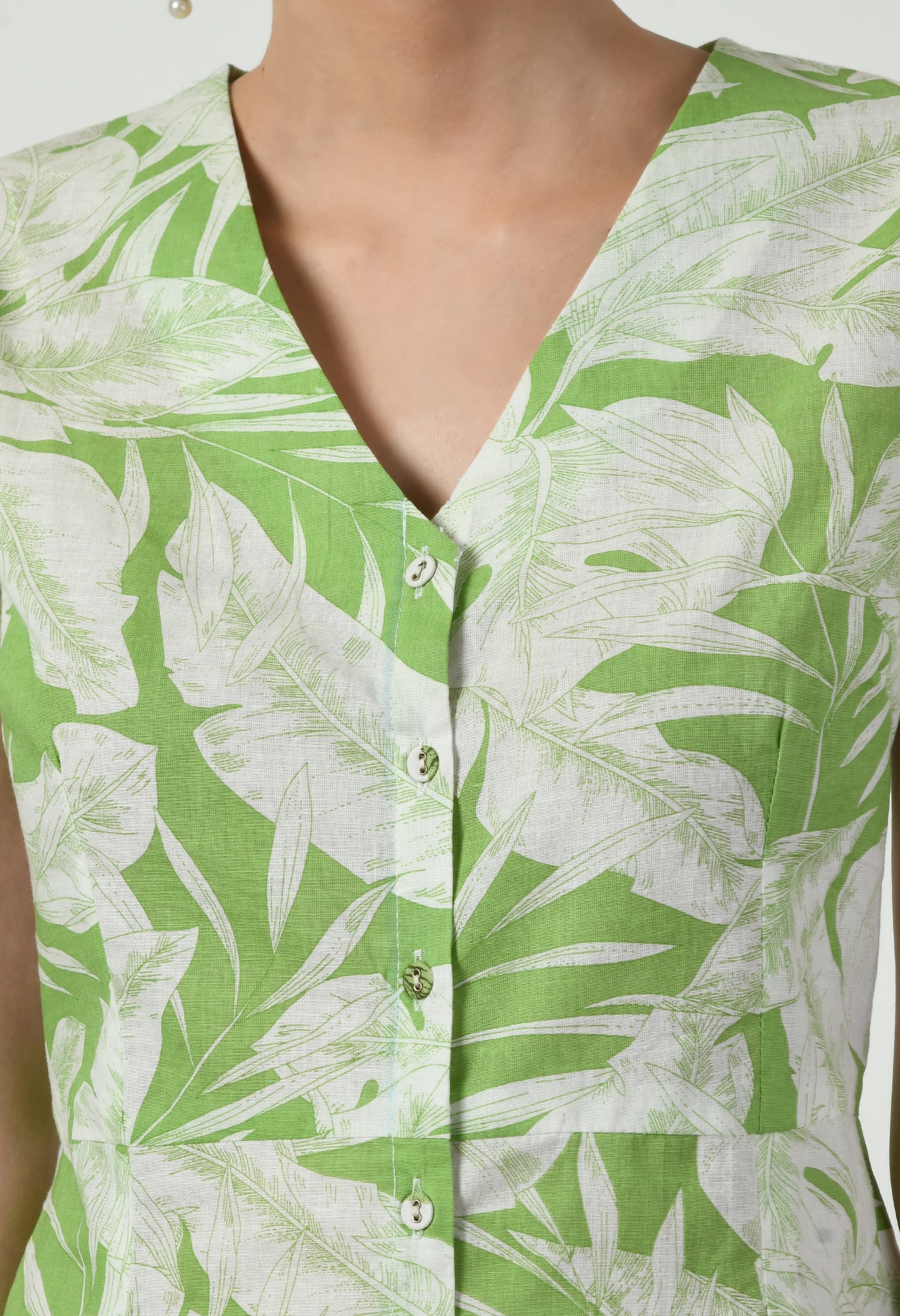 Green and White Short Dress | Green Mini Dress For Women